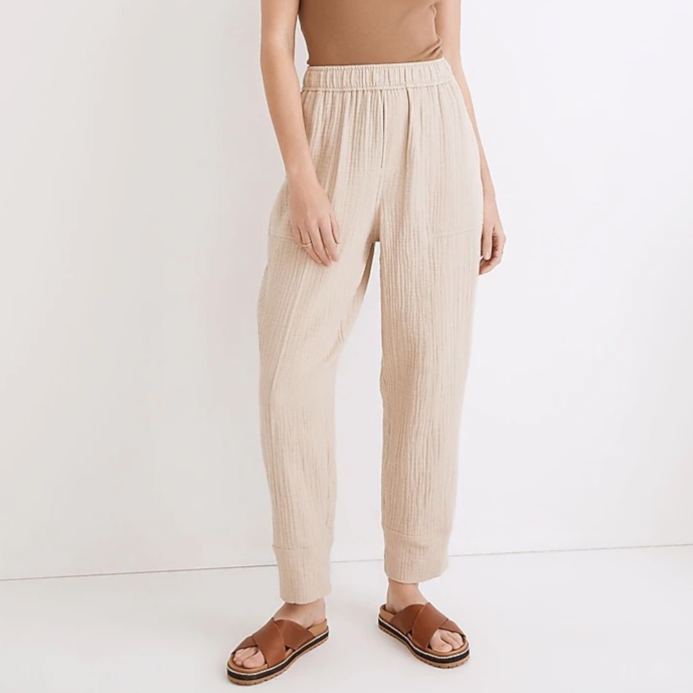 Madewell Beige Textured Pull-On Pants